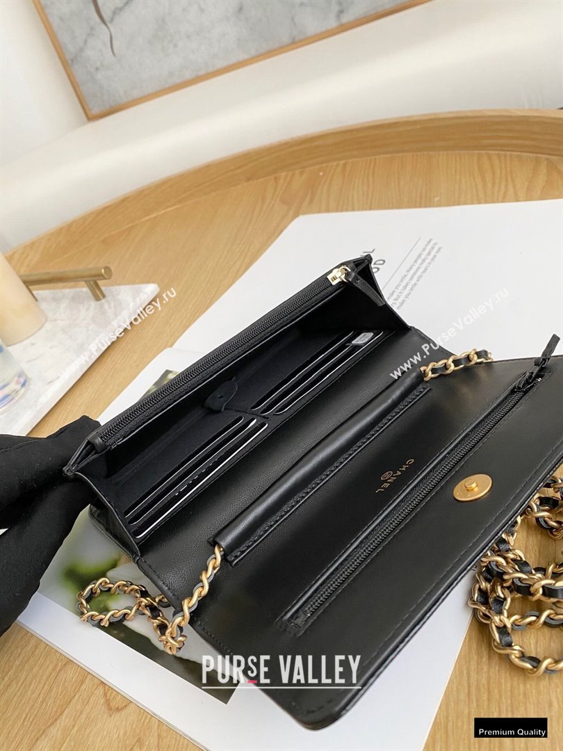 Chanel Crumpled Calfskin Wallet on Chain WOC Bag Black 2021 (yingfeng-21012213)