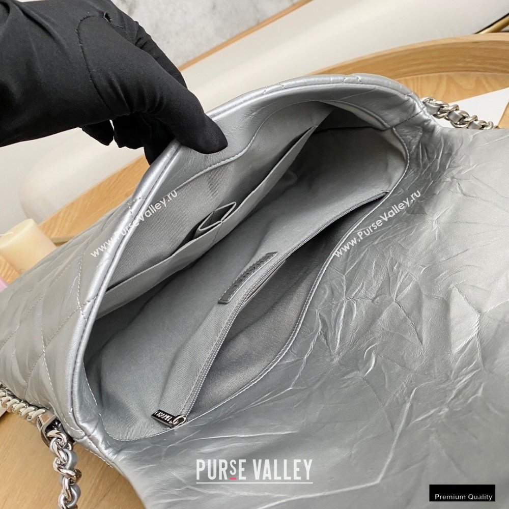 Chanel Big Bang Metallic Crumpled Calfskin Flap Bag A91976 Silver (yingfeng-21012212)