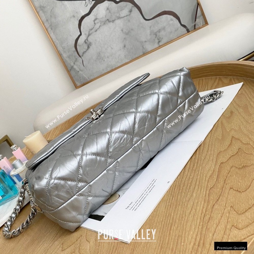 Chanel Big Bang Metallic Crumpled Calfskin Flap Bag A91976 Silver (yingfeng-21012212)