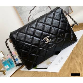 Chanel Big Bang Metallic Crumpled Calfskin Flap Bag A91976 Black (yingfeng-21012211)