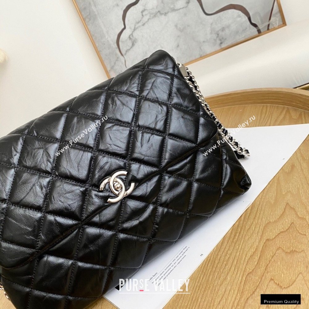 Chanel Big Bang Metallic Crumpled Calfskin Flap Bag A91976 Black (yingfeng-21012211)
