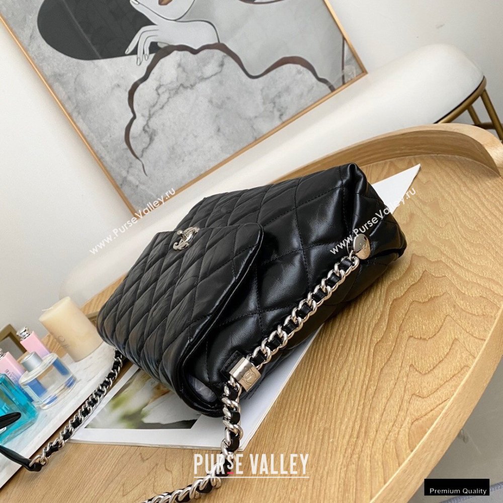 Chanel Big Bang Metallic Crumpled Calfskin Flap Bag A91976 Black (yingfeng-21012211)