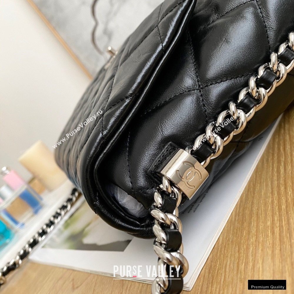 Chanel Big Bang Metallic Crumpled Calfskin Flap Bag A91976 Black (yingfeng-21012211)