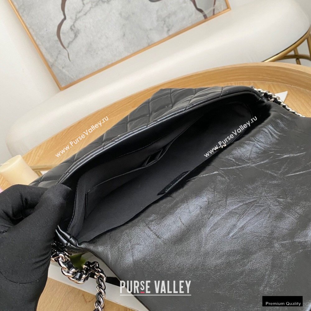 Chanel Big Bang Metallic Crumpled Calfskin Flap Bag A91976 Black (yingfeng-21012211)