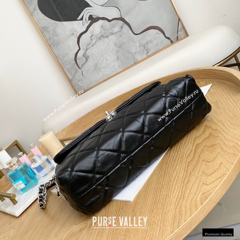 Chanel Big Bang Metallic Crumpled Calfskin Flap Bag A91976 Black (yingfeng-21012211)