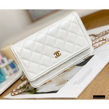 Chanel Crumpled Calfskin Wallet on Chain WOC Bag White 2021 (yingfeng-21012215)