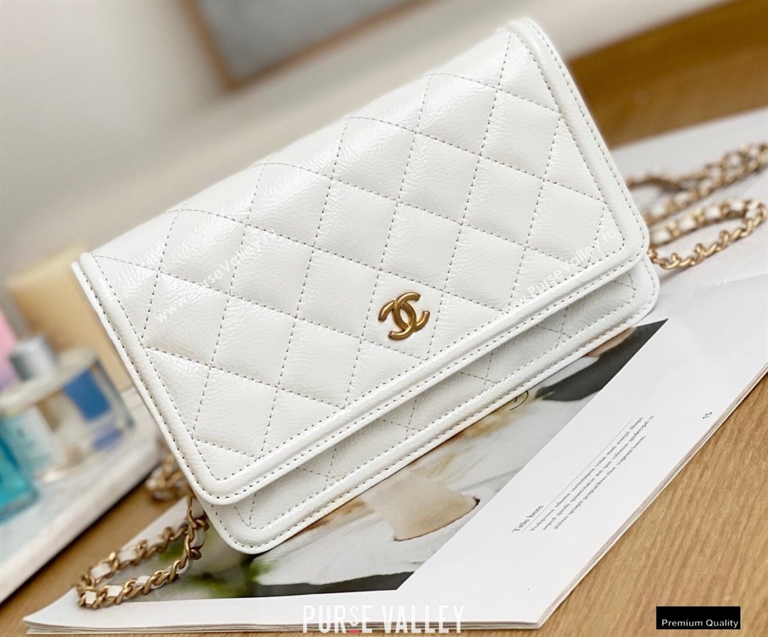 Chanel Crumpled Calfskin Wallet on Chain WOC Bag White 2021 (yingfeng-21012215)