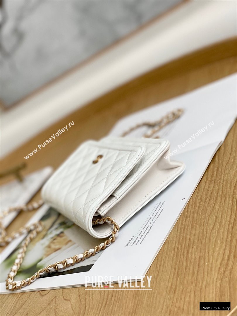 Chanel Crumpled Calfskin Wallet on Chain WOC Bag White 2021 (yingfeng-21012215)