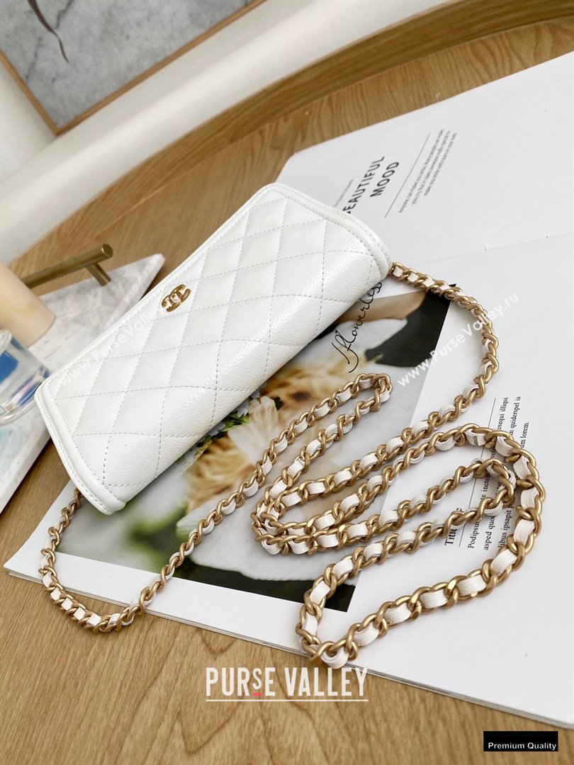 Chanel Crumpled Calfskin Wallet on Chain WOC Bag White 2021 (yingfeng-21012215)