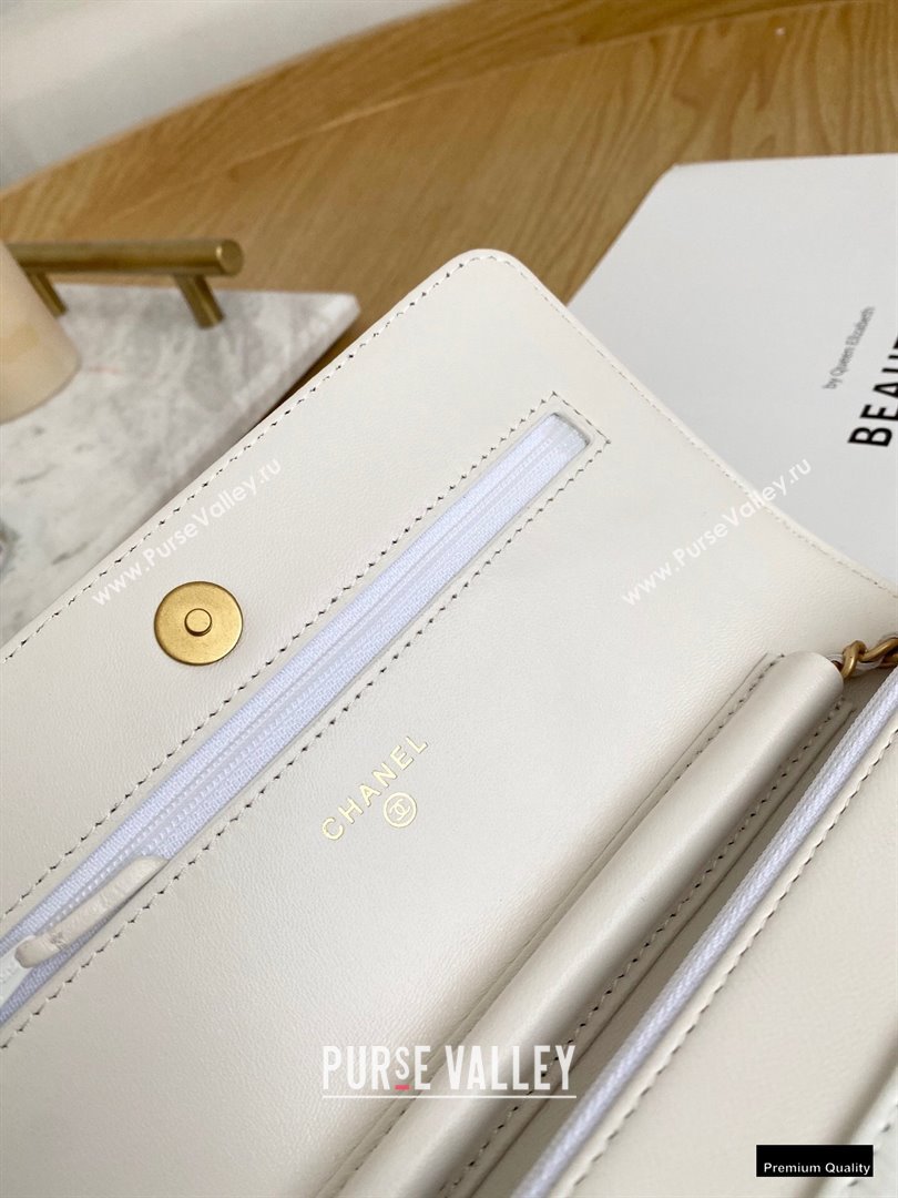 Chanel Crumpled Calfskin Wallet on Chain WOC Bag White 2021 (yingfeng-21012215)