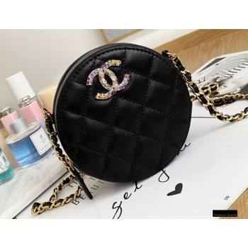 Chanel Zirconium Crystal CC Logo Round Clutch with Chain Bag AP1944 Black 2021 (yingfeng-21012223)