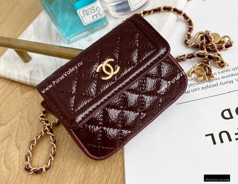 Chanel Crumpled Calfskin Waist Bag Burgundy 2021 (yingfeng-21012217)