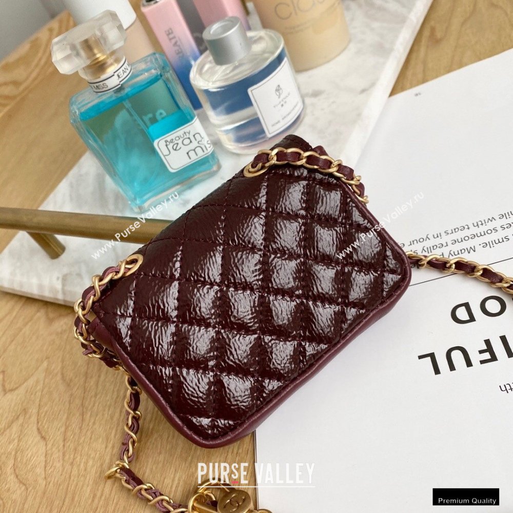 Chanel Crumpled Calfskin Waist Bag Burgundy 2021 (yingfeng-21012217)