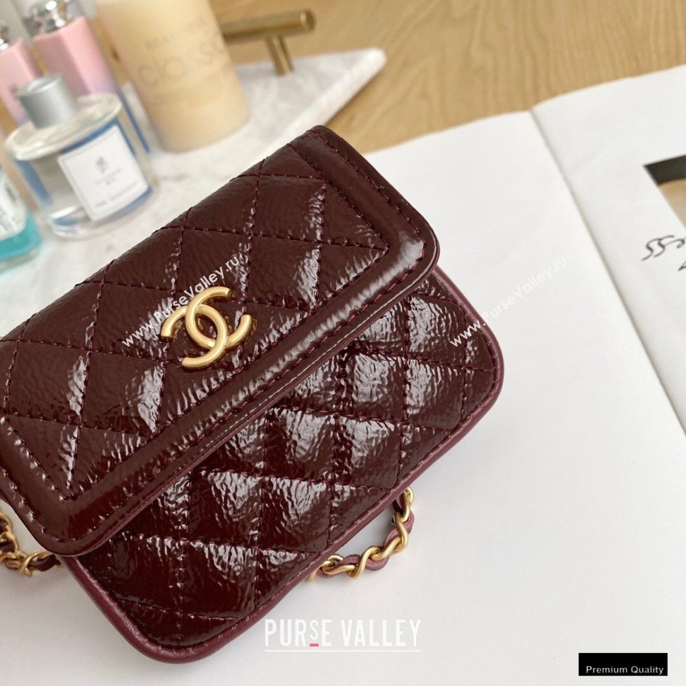 Chanel Crumpled Calfskin Waist Bag Burgundy 2021 (yingfeng-21012217)
