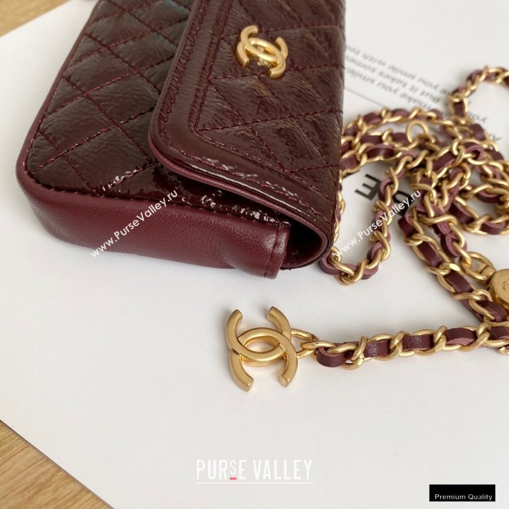 Chanel Crumpled Calfskin Waist Bag Burgundy 2021 (yingfeng-21012217)