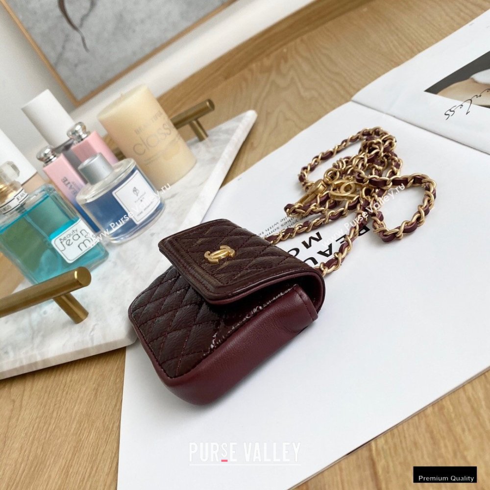 Chanel Crumpled Calfskin Waist Bag Burgundy 2021 (yingfeng-21012217)