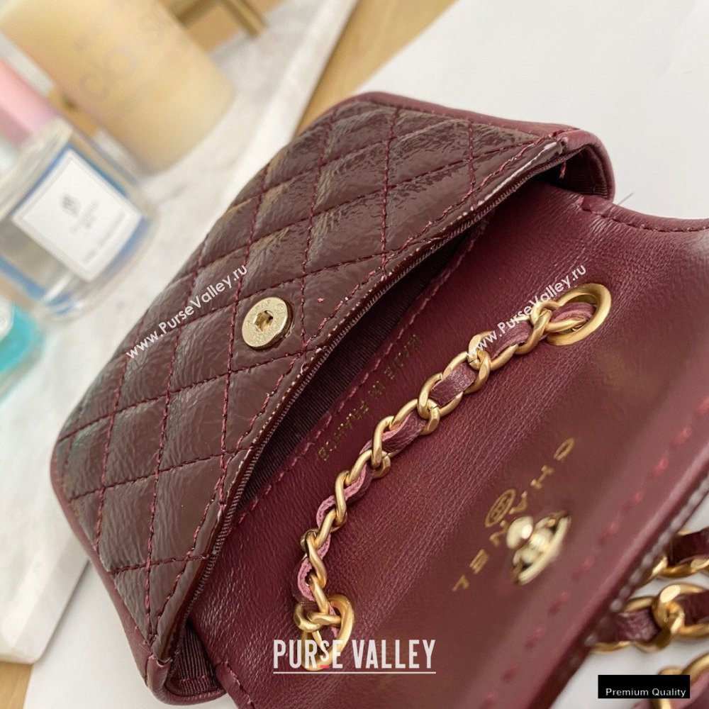 Chanel Crumpled Calfskin Waist Bag Burgundy 2021 (yingfeng-21012217)
