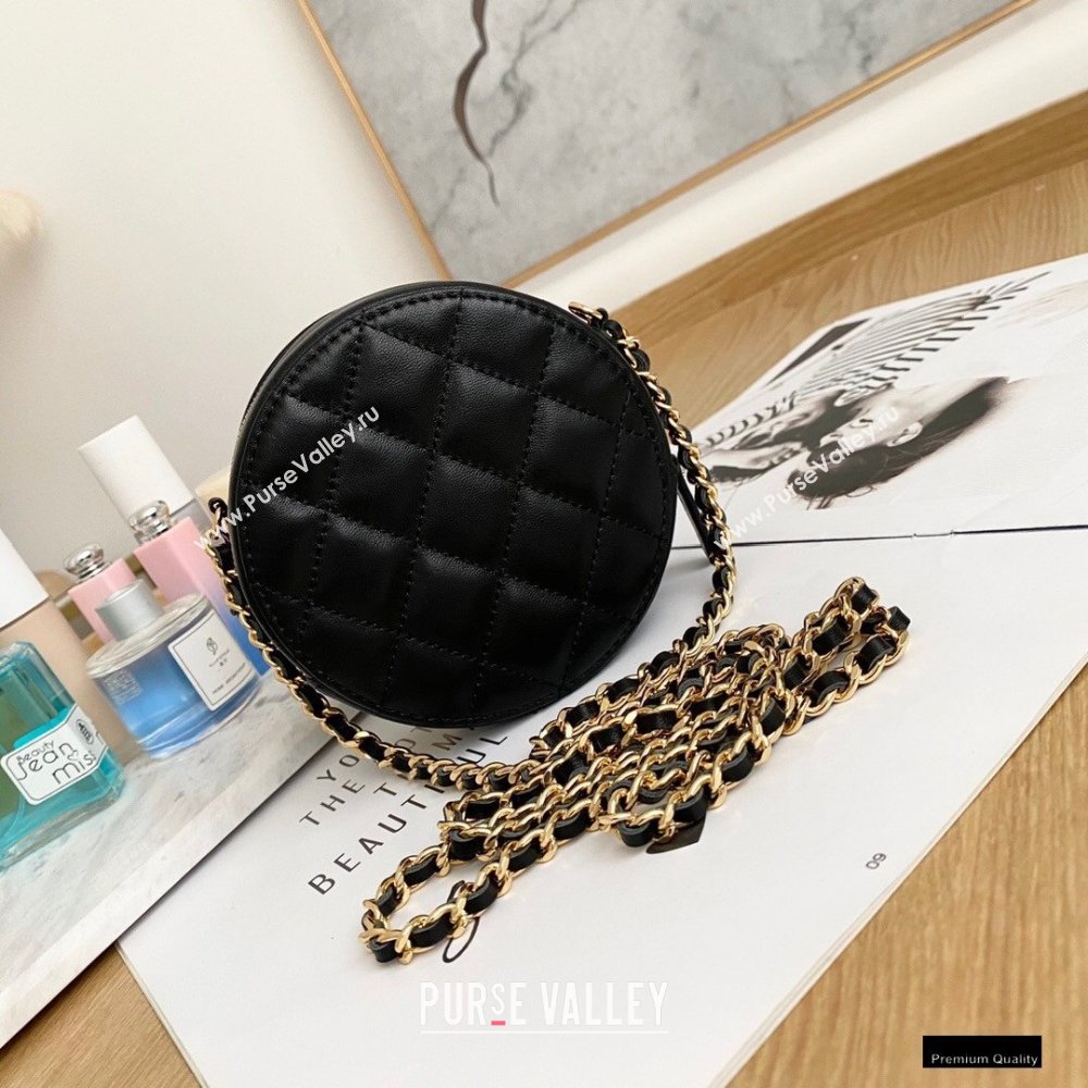 Chanel Zirconium Crystal CC Logo Round Clutch with Chain Bag AP1944 Black 2021 (yingfeng-21012223)