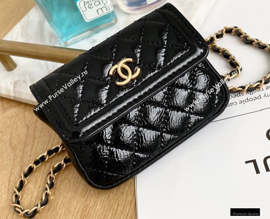 Chanel Crumpled Calfskin Waist Bag Black 2021 (yingfeng-21012216)