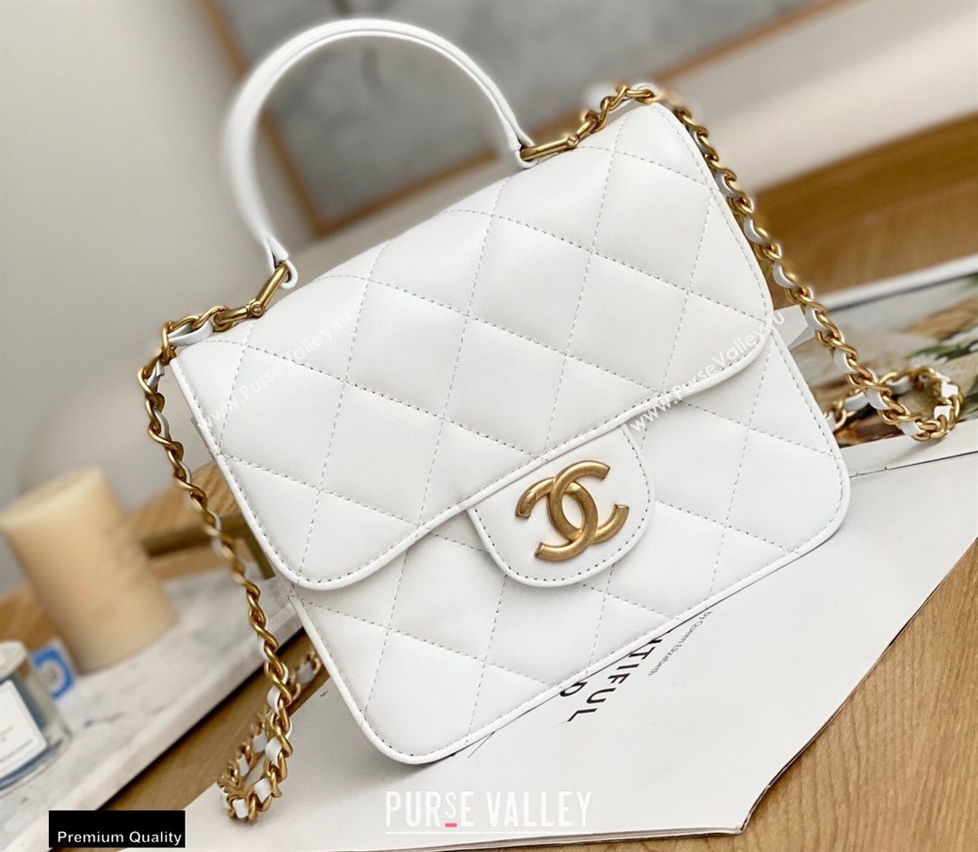 Chanel Mini Classic Flap Bag with Top Handle White 2021 (yingfeng-21012208)