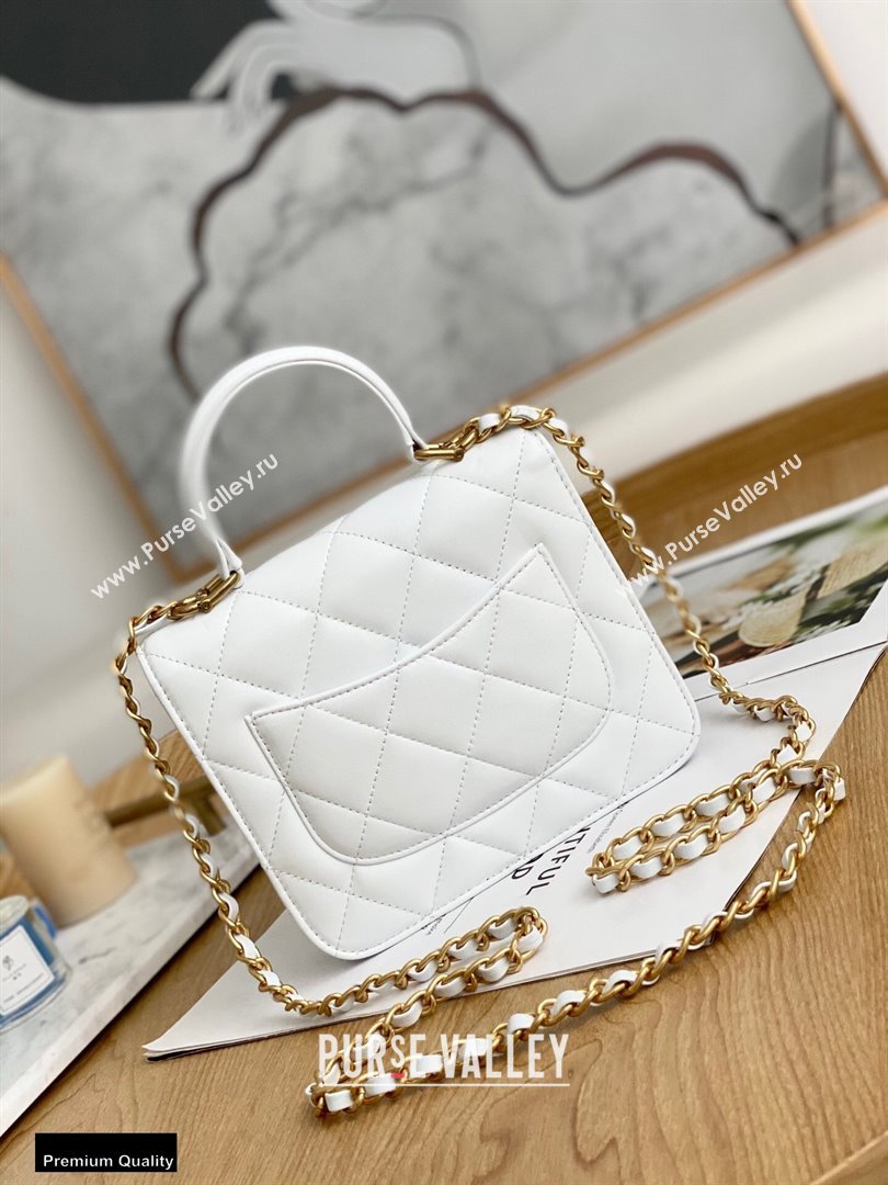 Chanel Mini Classic Flap Bag with Top Handle White 2021 (yingfeng-21012208)