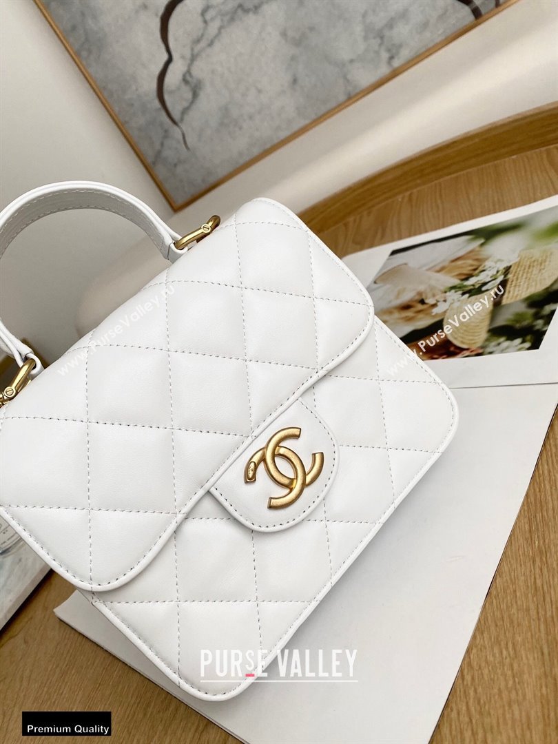 Chanel Mini Classic Flap Bag with Top Handle White 2021 (yingfeng-21012208)