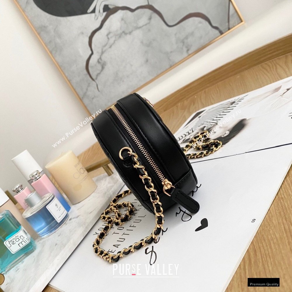 Chanel Zirconium Crystal CC Logo Round Clutch with Chain Bag AP1944 Black 2021 (yingfeng-21012223)