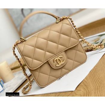 Chanel Mini Classic Flap Bag with Top Handle Beige 2021 (yingfeng-21012209)