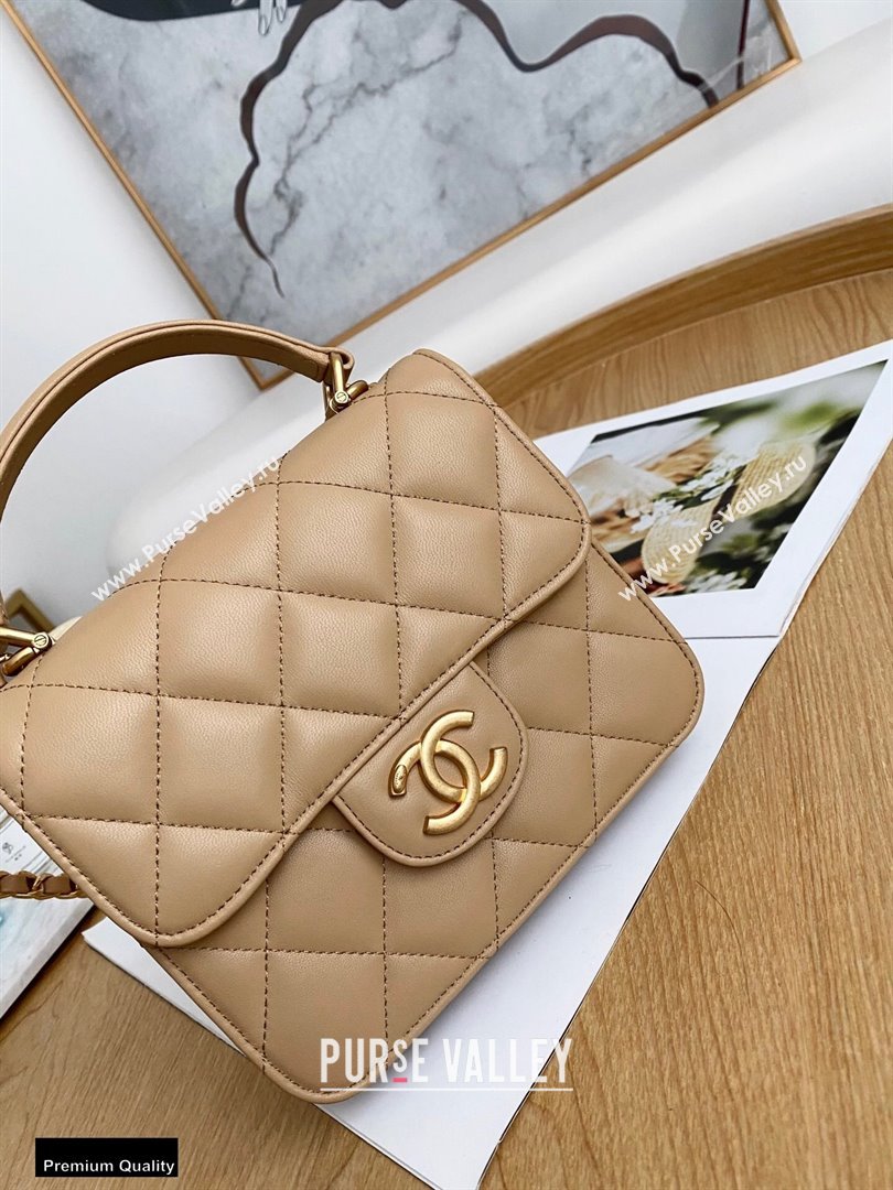 Chanel Mini Classic Flap Bag with Top Handle Beige 2021 (yingfeng-21012209)