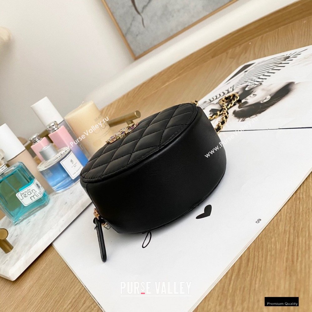 Chanel Zirconium Crystal CC Logo Round Clutch with Chain Bag AP1944 Black 2021 (yingfeng-21012223)
