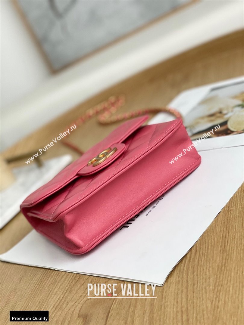Chanel Mini Classic Flap Bag with Top Handle Coral Pink 2021 (yingfeng-21012210)