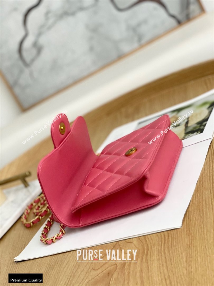 Chanel Mini Classic Flap Bag with Top Handle Coral Pink 2021 (yingfeng-21012210)