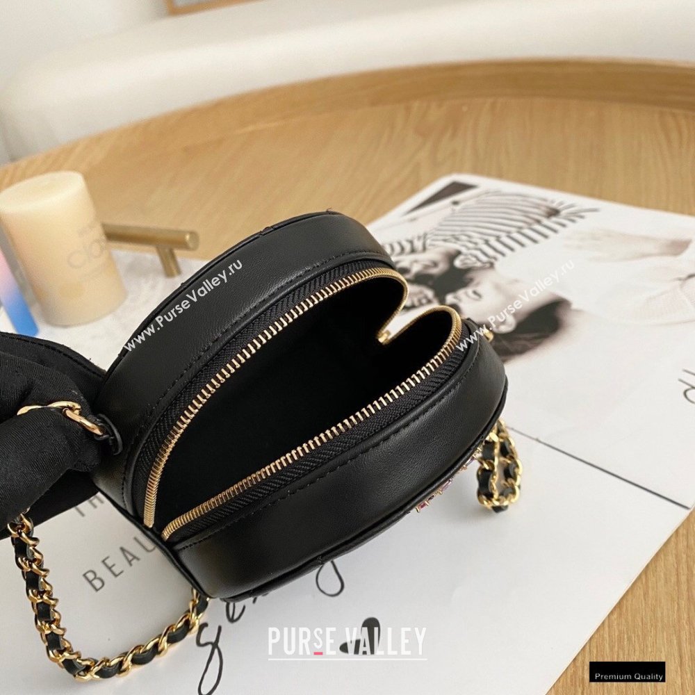 Chanel Zirconium Crystal CC Logo Round Clutch with Chain Bag AP1944 Black 2021 (yingfeng-21012223)