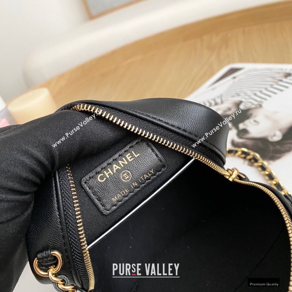 Chanel Zirconium Crystal CC Logo Round Clutch with Chain Bag AP1944 Black 2021 (yingfeng-21012223)