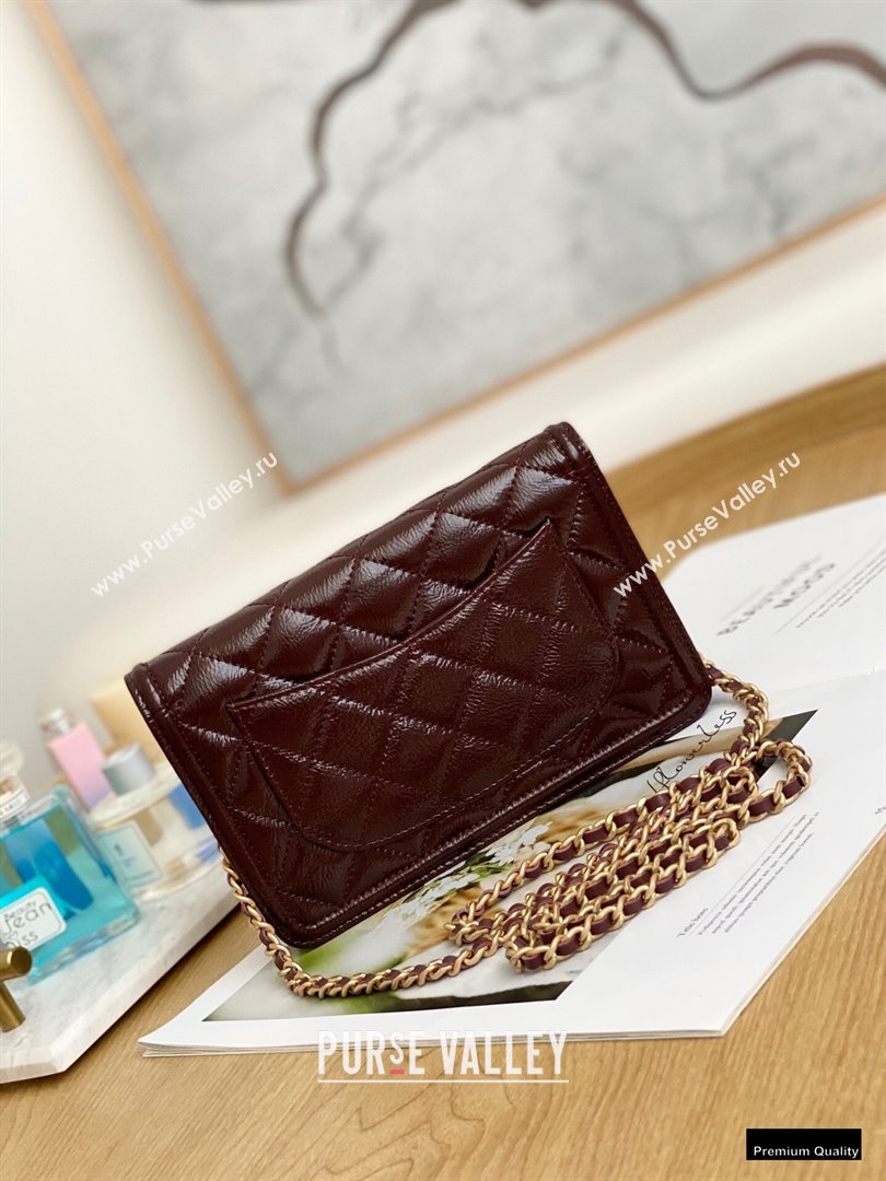 Chanel Crumpled Calfskin Wallet on Chain WOC Bag Burgundy 2021 (yingfeng-21012214)