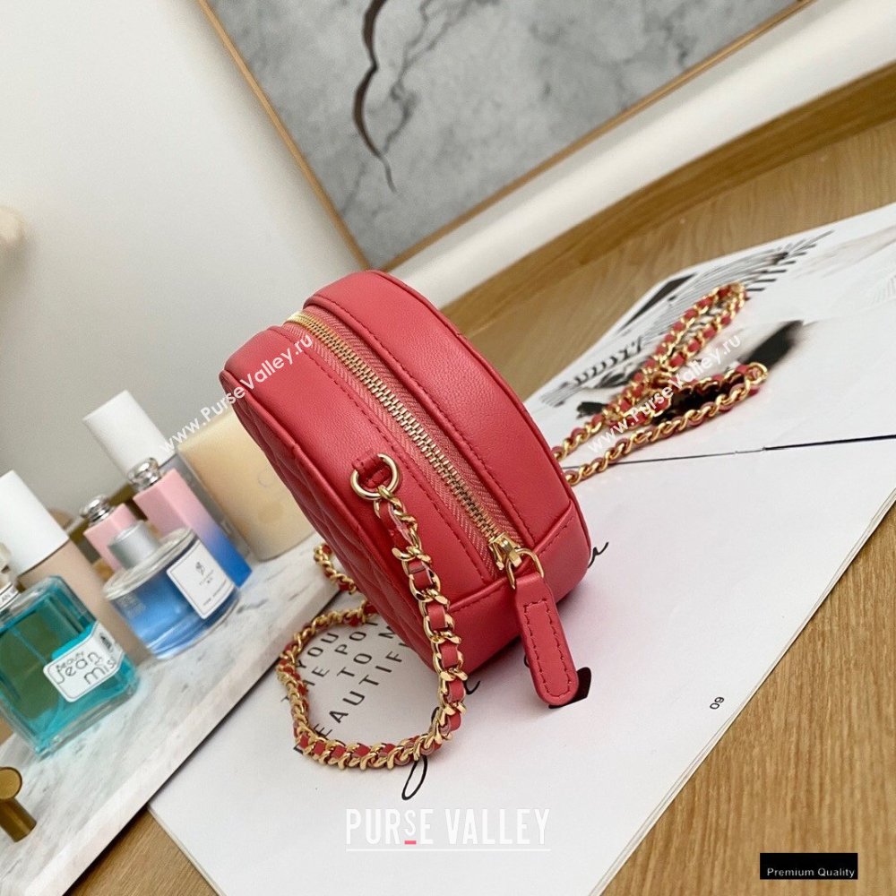 Chanel Zirconium Crystal CC Logo Round Clutch with Chain Bag AP1944 Coral Pink 2021 (yingfeng-21012225)