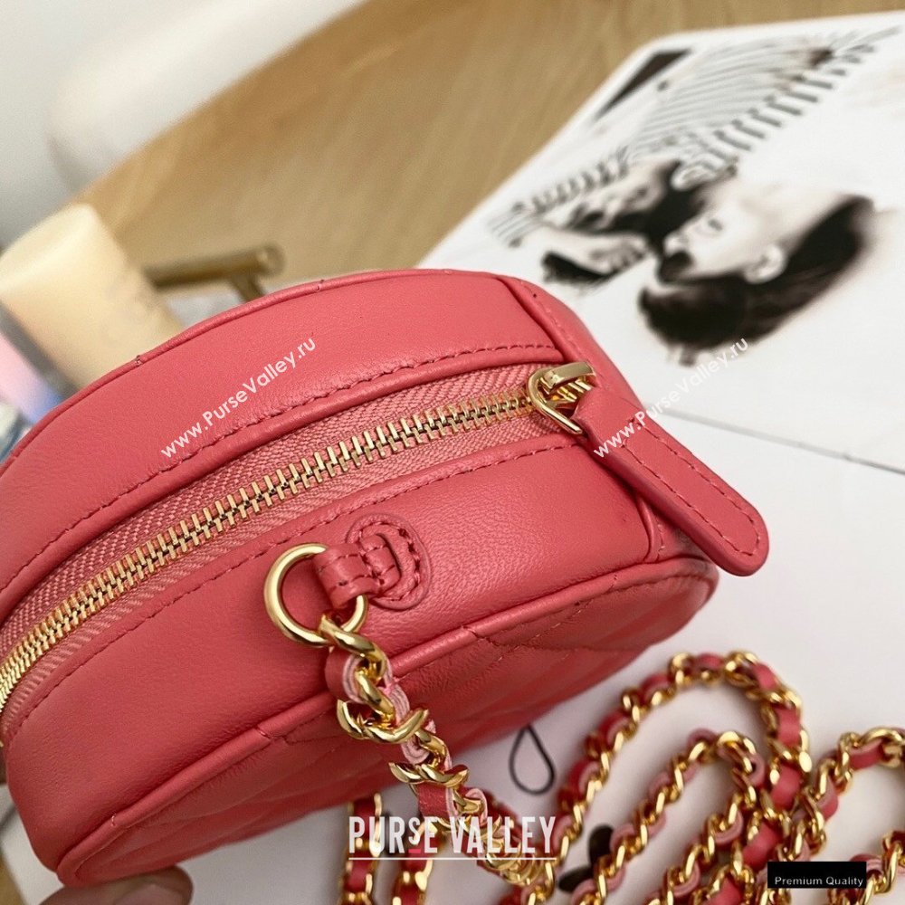 Chanel Zirconium Crystal CC Logo Round Clutch with Chain Bag AP1944 Coral Pink 2021 (yingfeng-21012225)