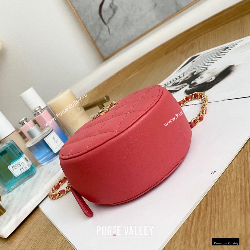 Chanel Zirconium Crystal CC Logo Round Clutch with Chain Bag AP1944 Coral Pink 2021 (yingfeng-21012225)