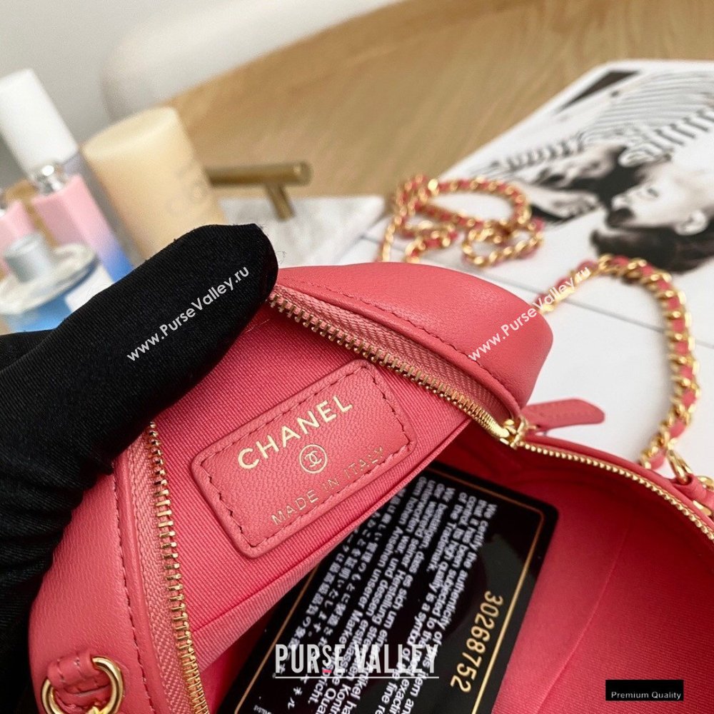 Chanel Zirconium Crystal CC Logo Round Clutch with Chain Bag AP1944 Coral Pink 2021 (yingfeng-21012225)
