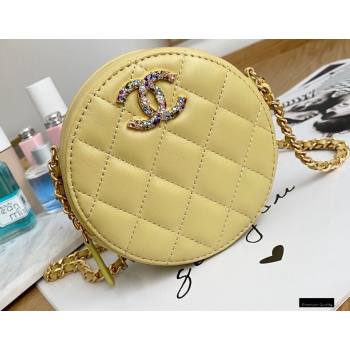 Chanel Zirconium Crystal CC Logo Round Clutch with Chain Bag AP1944 Yellow 2021 (yingfeng-21012224)