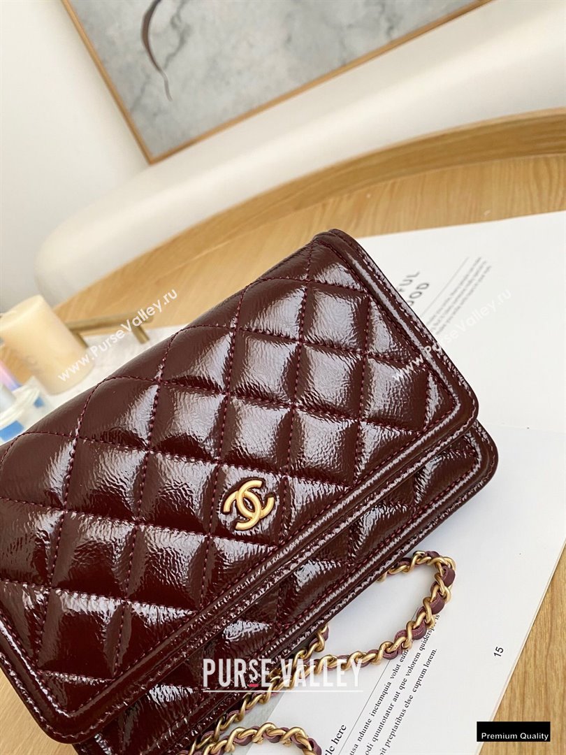 Chanel Crumpled Calfskin Wallet on Chain WOC Bag Burgundy 2021 (yingfeng-21012214)