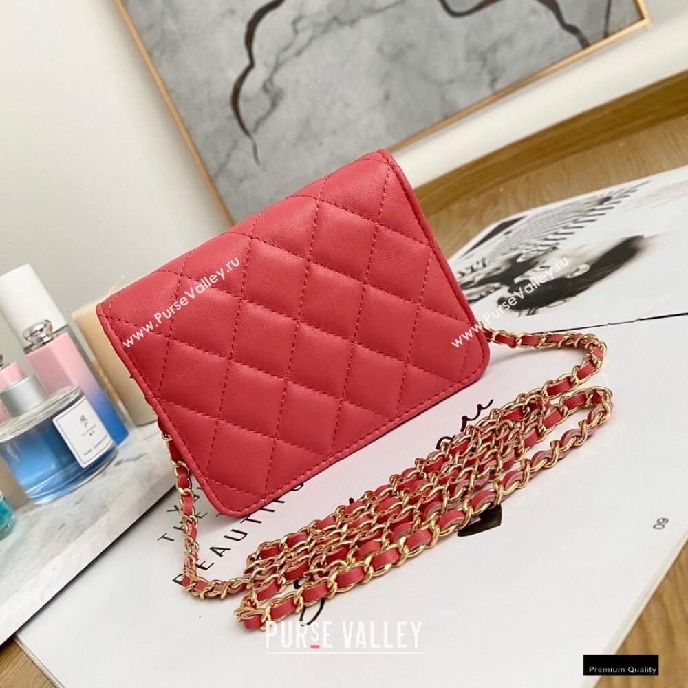 Chanel Zirconium Crystal CC Logo Small Clutch with Chain Bag AP1942 Coral Pink 2021 (yingfeng-21012228)