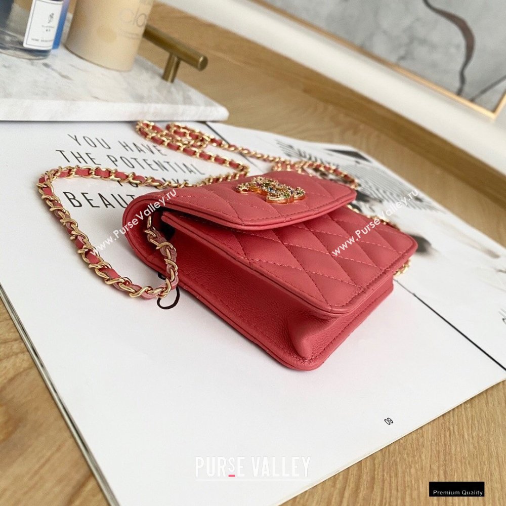 Chanel Zirconium Crystal CC Logo Small Clutch with Chain Bag AP1942 Coral Pink 2021 (yingfeng-21012228)