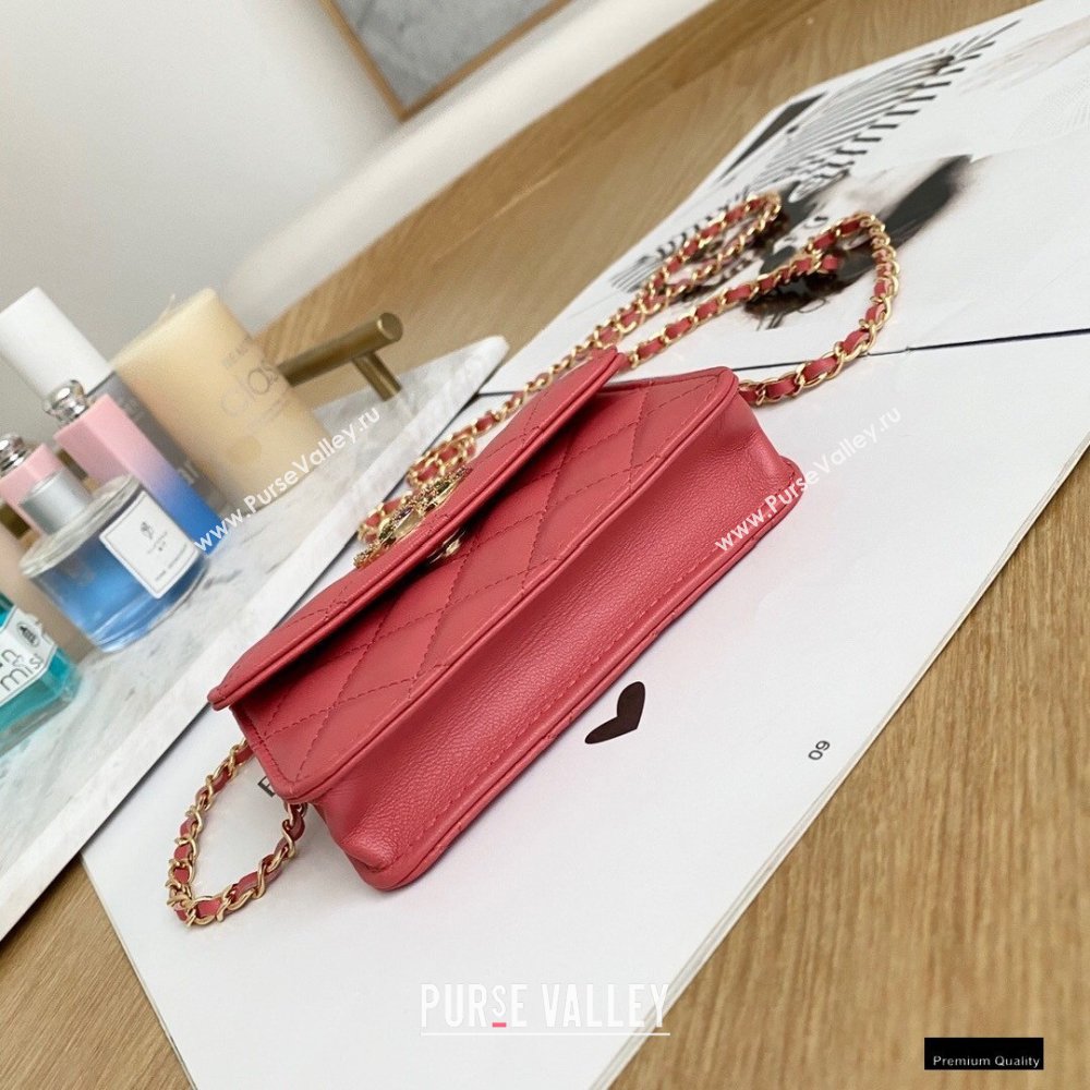 Chanel Zirconium Crystal CC Logo Small Clutch with Chain Bag AP1942 Coral Pink 2021 (yingfeng-21012228)