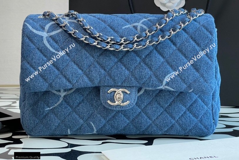 Chanel Denim Classic Flap Jumbo/Large Bag Blue 2021 (jiyuan-21012704)