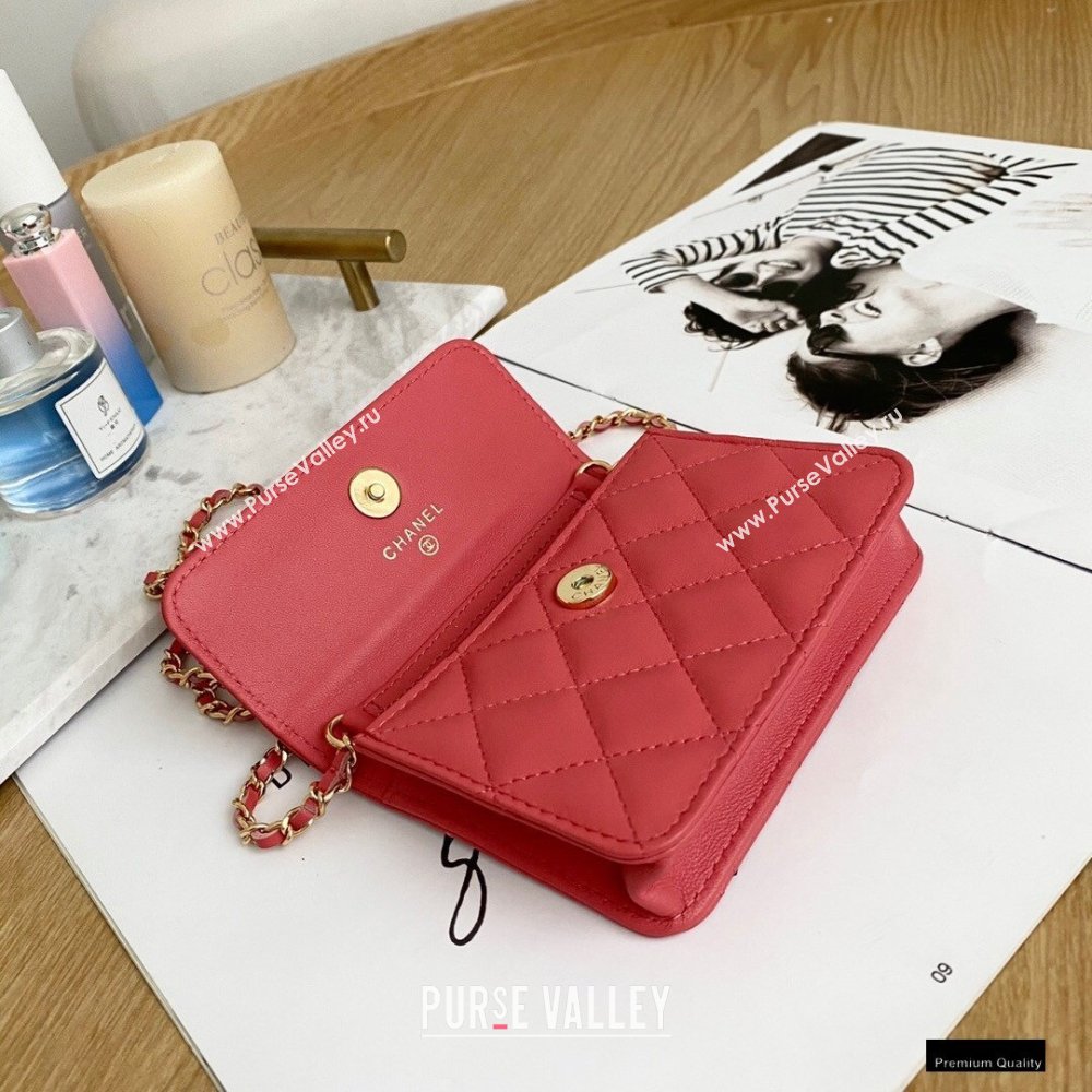 Chanel Zirconium Crystal CC Logo Small Clutch with Chain Bag AP1942 Coral Pink 2021 (yingfeng-21012228)