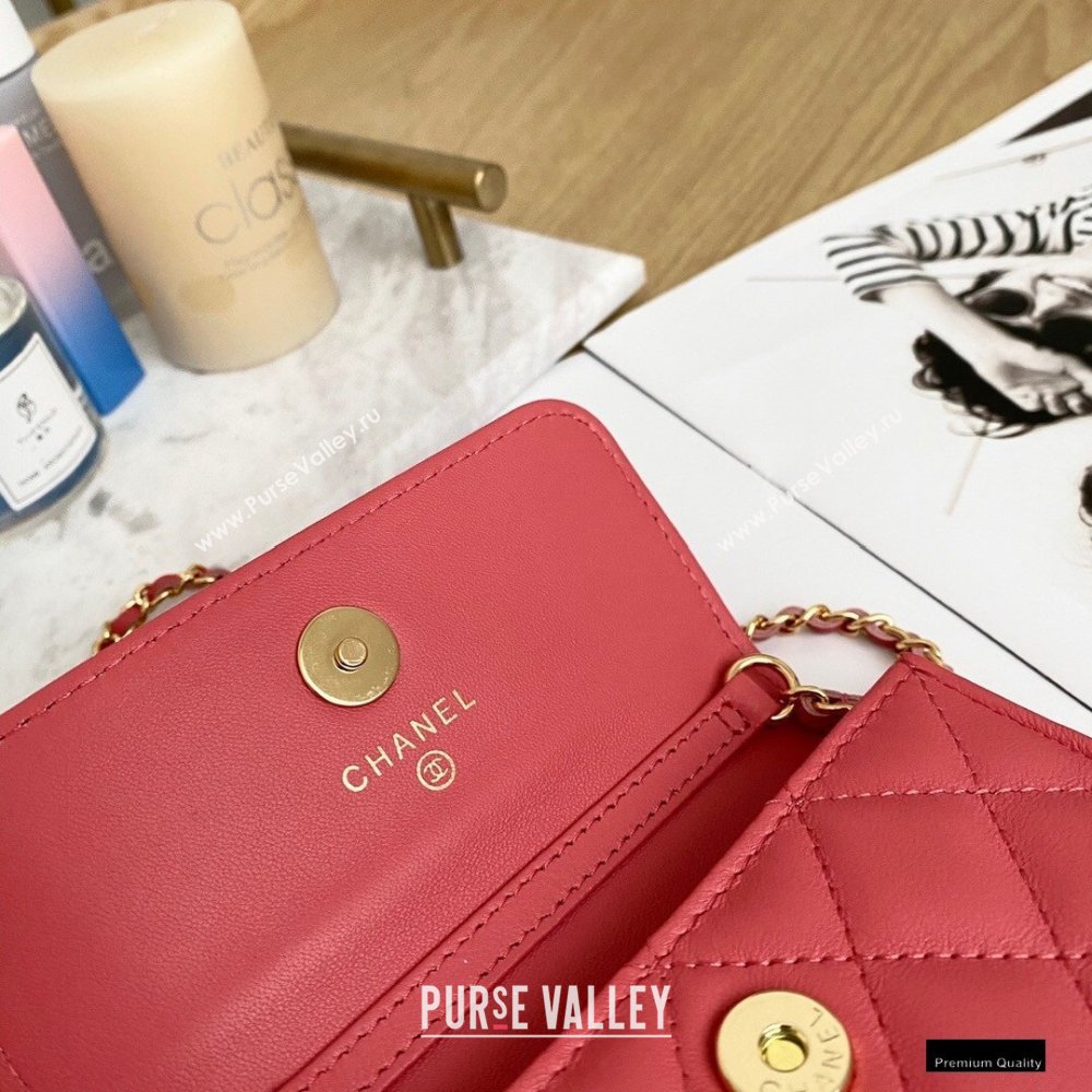Chanel Zirconium Crystal CC Logo Small Clutch with Chain Bag AP1942 Coral Pink 2021 (yingfeng-21012228)