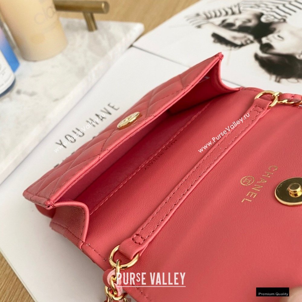 Chanel Zirconium Crystal CC Logo Small Clutch with Chain Bag AP1942 Coral Pink 2021 (yingfeng-21012228)