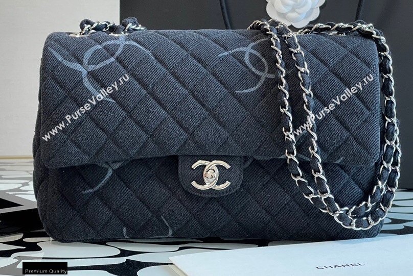 Chanel Denim Classic Flap Jumbo/Large Bag Black 2021 (jiyuan-21012701)