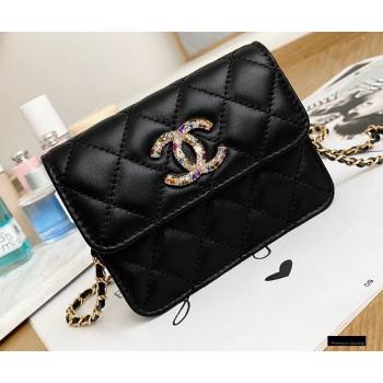 Chanel Zirconium Crystal CC Logo Small Clutch with Chain Bag AP1942 Black 2021 (yingfeng-21012226)